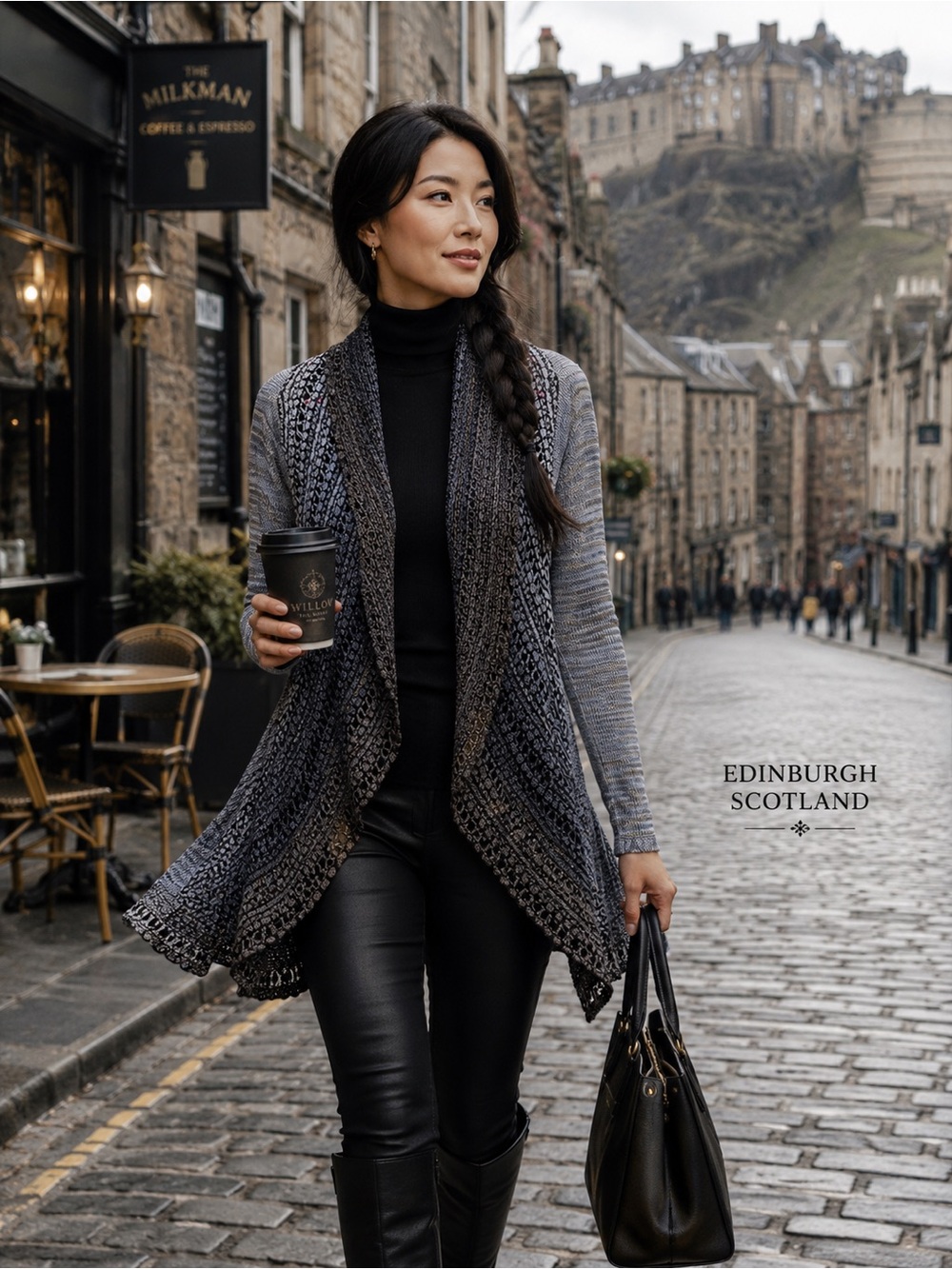 NIC+ZOE Gray Ombre Open-Front Knit Cardigan
